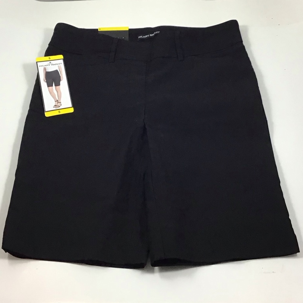 New Hilary Radley Black Bermuda Pull On Shorts 9 Inch Inseam